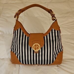 Henri Bendel Centennial Striped Shoulder Bag with Tan Accents